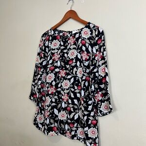 J. Jill Black and Pink Floral Blouse